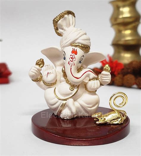 Buy Electrum Kala udyam Pagadi Ganesh Peach Ivory Ganesha Idol with ...