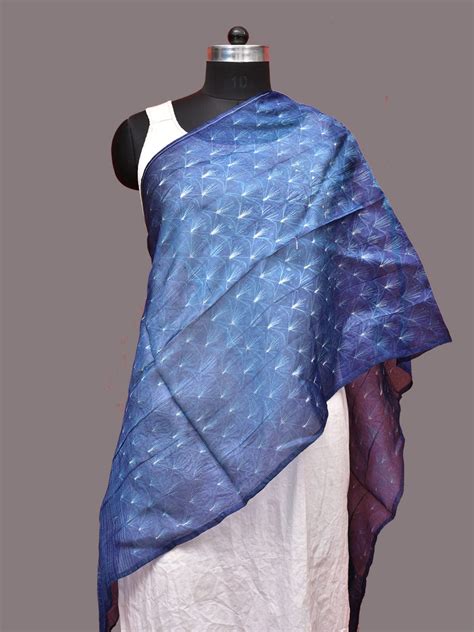 Purple Shibori Tussar Handloom Stole with Sea Shell Design ds3232 – Uppada