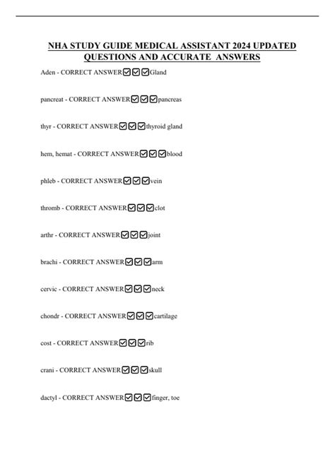 NHA STUDY GUIDE MEDICAL ASSISTANT 2024 UPDATED QUESTIONS AND ACCURATE ...