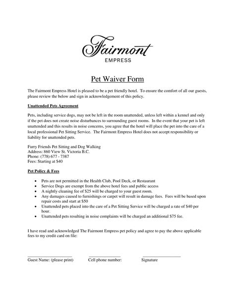 Hotel Pet Policy Template - Printable Word Searches