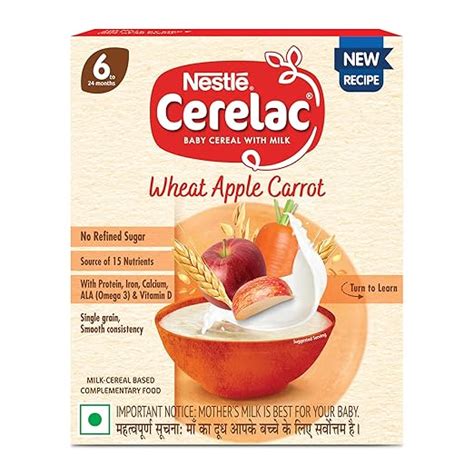 CERELAC Baby Food Cereal | No Refined Sugar | Wheat Apple Carrot for 6 ...