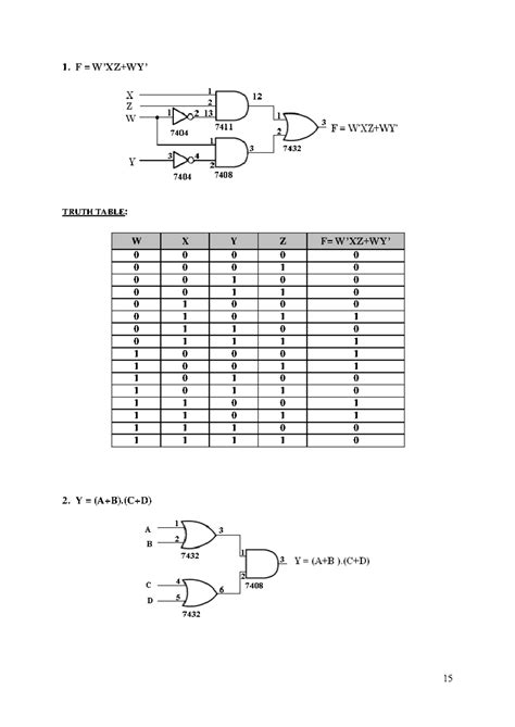 Second and third - tckg - 1. F = W’XZ+WY’ TRUTH TABLE: W X Y Z F= W’XZ ...