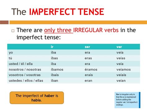 Chapter 8 The imperfect tense