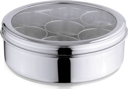 LIMETRO STEEL Masala Dabba Stainless Steel, See Through Lid with 7 ...