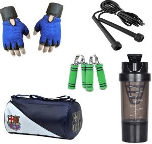Trending Combo Of FCB Gym Bag, Gloves(Blue), Cyclone Shaker(Black ...