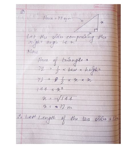 a ground is in the shape of a right-angled triangle and its area is 72 ...