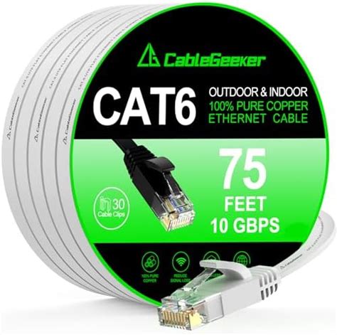 Cat 6 Ethernet Cable 75 ft (at a Cat5e Price but Higher Bandwidth) Flat ...