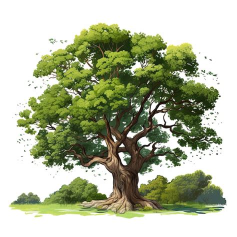 2d flat tree cartoon style on white background | Premium AI-generated image