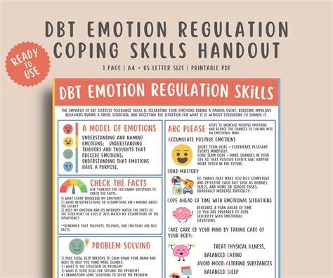 Dbt Emotion Regulation Handout 1 DBT Emotion Regulation Skills Cheat