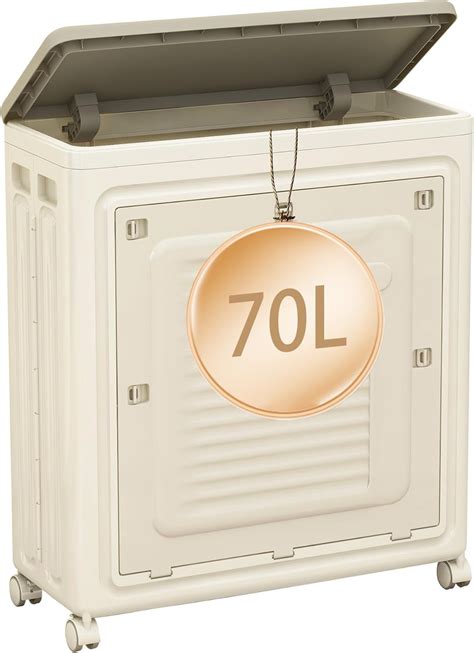 Laundry Hamper with Wheels and Lid, Foldable Clothes Hamper, Large ...