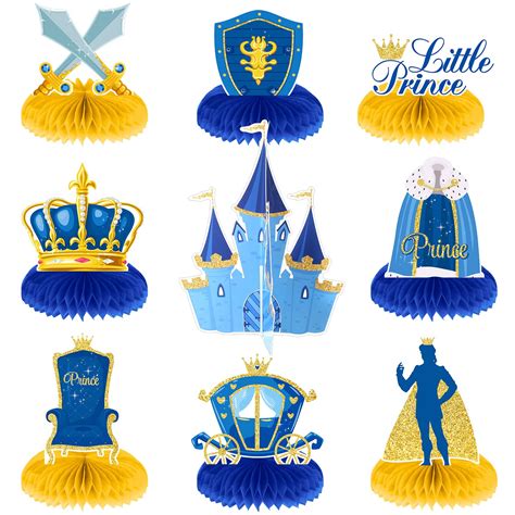 9 Pcs Royal Prince Themed Party Decorations Little Prince Honeycomb ...