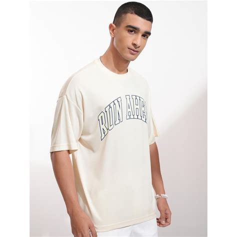 Buy HIGHLANDER Men Crew Neck Half Sleeve T Shirt-Cream Online
