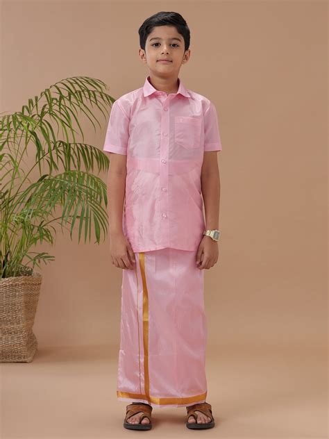 Boys Shirt & Dhoti Set Swayamvara Petal Pink