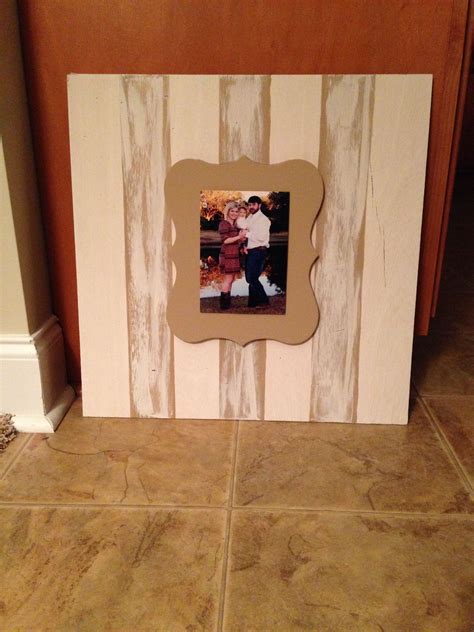 DIY picture frame for cheap! Plywood, wooden shape from hobby lobby ...
