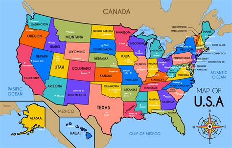 Colorful Map of USA 20699190 Vector Art at Vecteezy