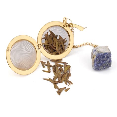 Gold Color Tea Strainer Wire Mesh Infuser Loose Leaf Tea Ball with Raw ...