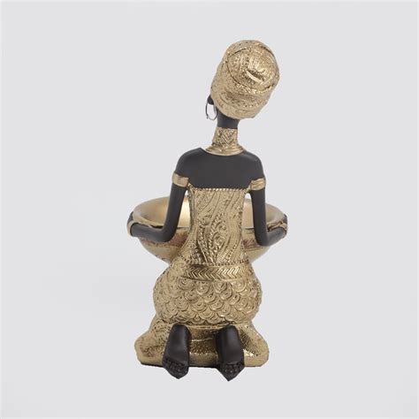 Buy Jaguar Polyresin Sitting African Woman Figurine with Bowl from Home ...