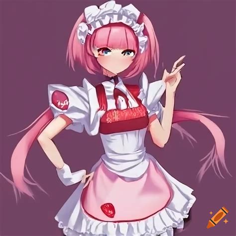 Unique pink maid outfit with a strawberry theme in an anime style on ...