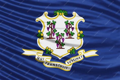 Premium Photo | Connecticut state flag wave close up, connecticut flag ...