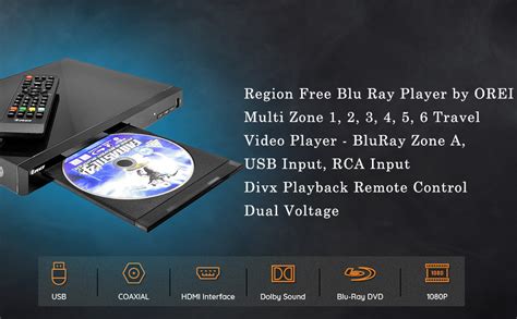Region Free Blu Ray Player by OREI - Multi Zone 1, 2, 3, 4, 5, 6 Travel ...