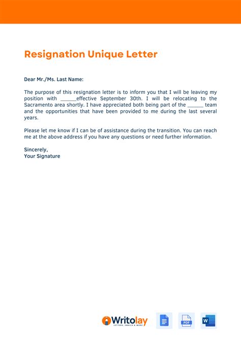 Resignation Letter With Possible Return