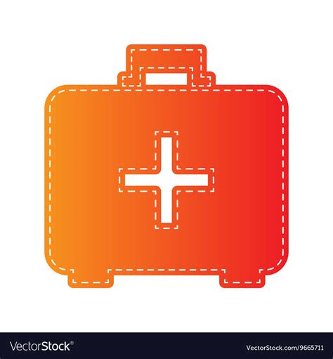 Medical First aid box sign Orange applique Vector Image