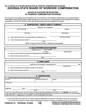 GA WC-10 2005 - Fill and Sign Printable Template Online