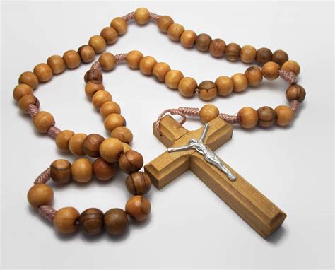 Vintage Jerusalem Olive Wood Rosary Beads Wooden Crucifix with Silver ...