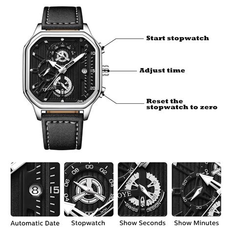 Buy Mens Watch Analog Black Watches for Men Automatic Chronograph Wrist ...
