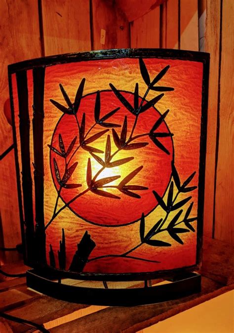 Atmospheric Table Lamp: Bamboo Sunset, 30cm High | Fair Trade | Near & Fair
