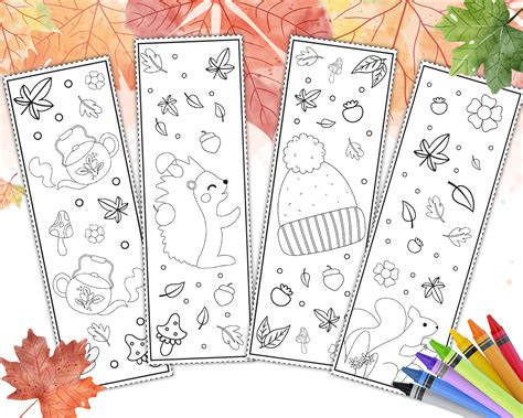 PDF Fall Bookmarks Color Your Own | Printable Bookmark Templates for ...