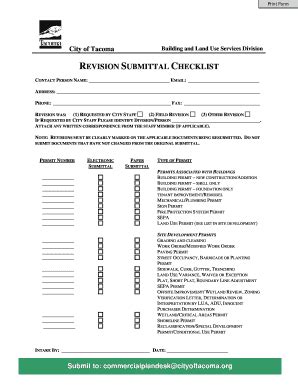 Fillable Online REVISION SUBMITTAL CHECKLIST Fax Email Print - pdfFiller