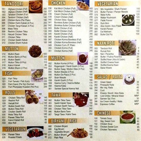 Menu at Sameer's, New Delhi, opp. Pocket 4