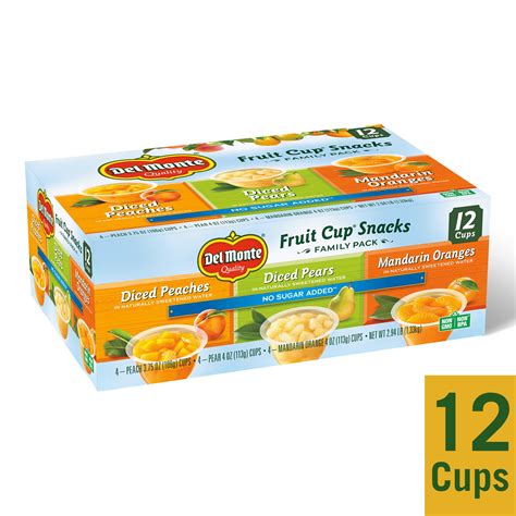 Buy 12 Cups) Del Monte Fruit Cups, Family Pack, No Sugar Added, 4 oz ...