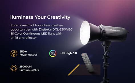 DIGITEK® Lite (DCL-250 WBC Combo) 250W Bi Color Continuous LED Video ...