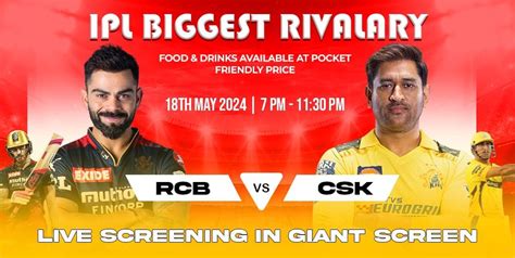 CSK Vs RCB IPL Live Screening | Twilight Pool Lounge Bar, VRR Golden ...