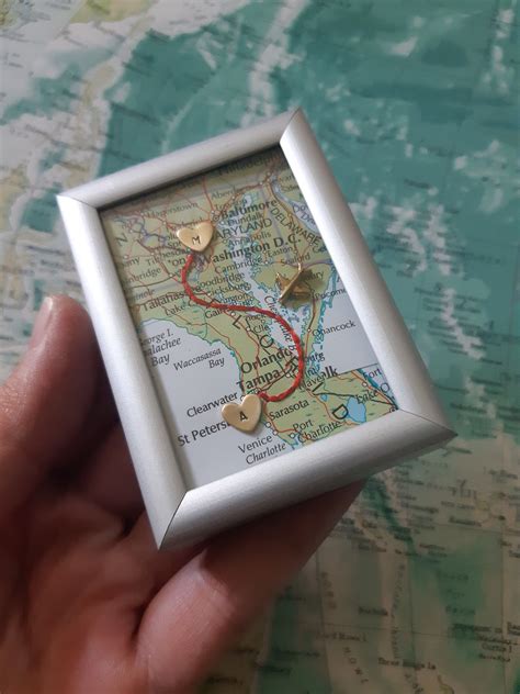 Long distance gift two maps in one custom map gift maps in frame ...