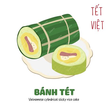 Vietnamese cylindrical sticky rice cake vector another type of chung ...