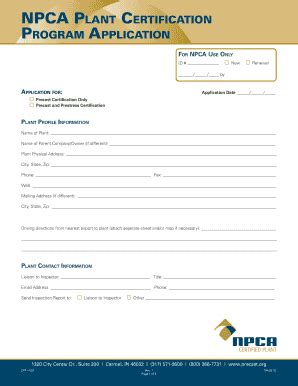 Fillable Online precast NPCA PLANT CERTIFICATION PROGRAM APPLICATION ...