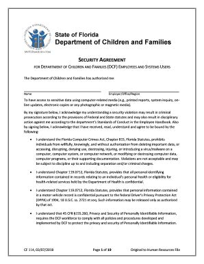 Dcf Security Agreement Form - Fill and Sign Printable Template Online