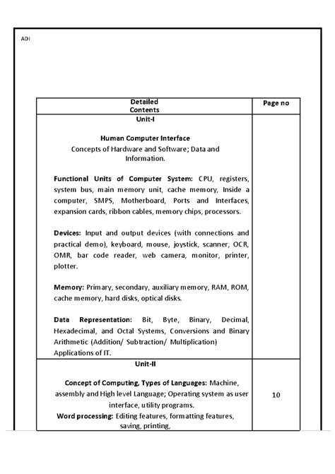 Fundamentals-of-Computer - ADI Detailed Contents Page no Unit-I Human ...