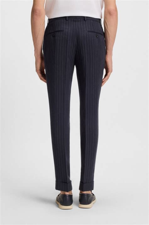 BOSS - Slim-fit suit with vertical stripe - Blue stripes