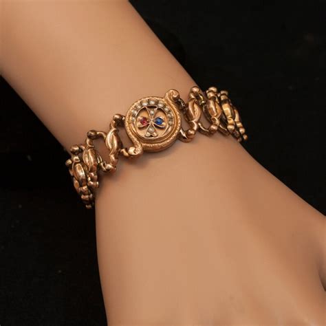 Buy Antique Bracelet Antique Victorian Expandable Ruby, Sapphire, and ...