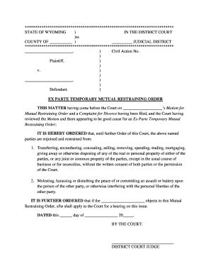Fillable Online lawyoming Temporary Mutual Restraining Order Fax Email ...