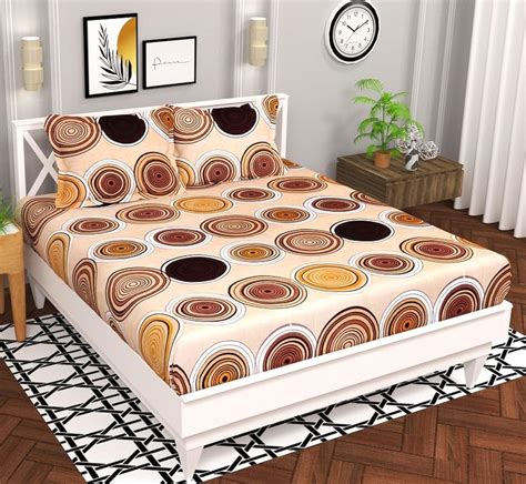 Buy BSB HOME 120 TC Double Abstract Printed Bedsheet with 2 Pillow ...