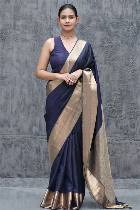 Buy Ink Blue Kanchipuram for Wedding Saree | Pulimoottil Silks