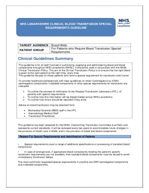 Fillable Online Clinical Blood Transfusion Special Requirements ...