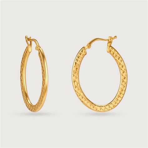 22KT Yellow Gold Stylish Classy Hoop Earrings