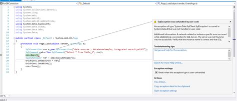 System.data.sqlclient.sqlexception 的图像结果