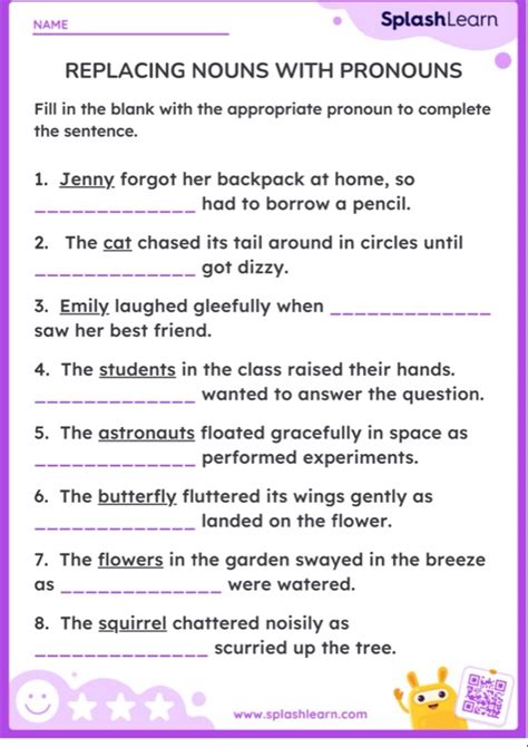 3rd Grade ELA: Pronouns Worksheets - Free & Printable | SplashLearn